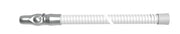 White dental suction hose with a metal fitting on a white background