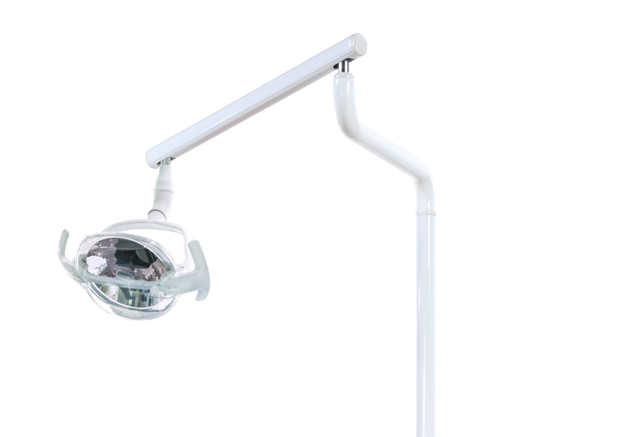 Dental lamp with adjustable arm on a white background