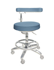 Blue stool with a metal base on a white background