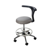 Gray stool with black armrest on a white background
