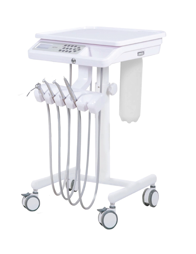 Dental handpiece delivery cart on wheels