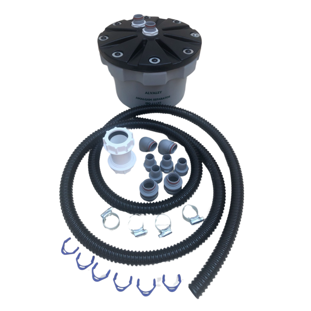Dental amalgam separator for suction pumps