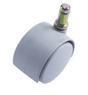 Gray wheel with a metal stem on a white background