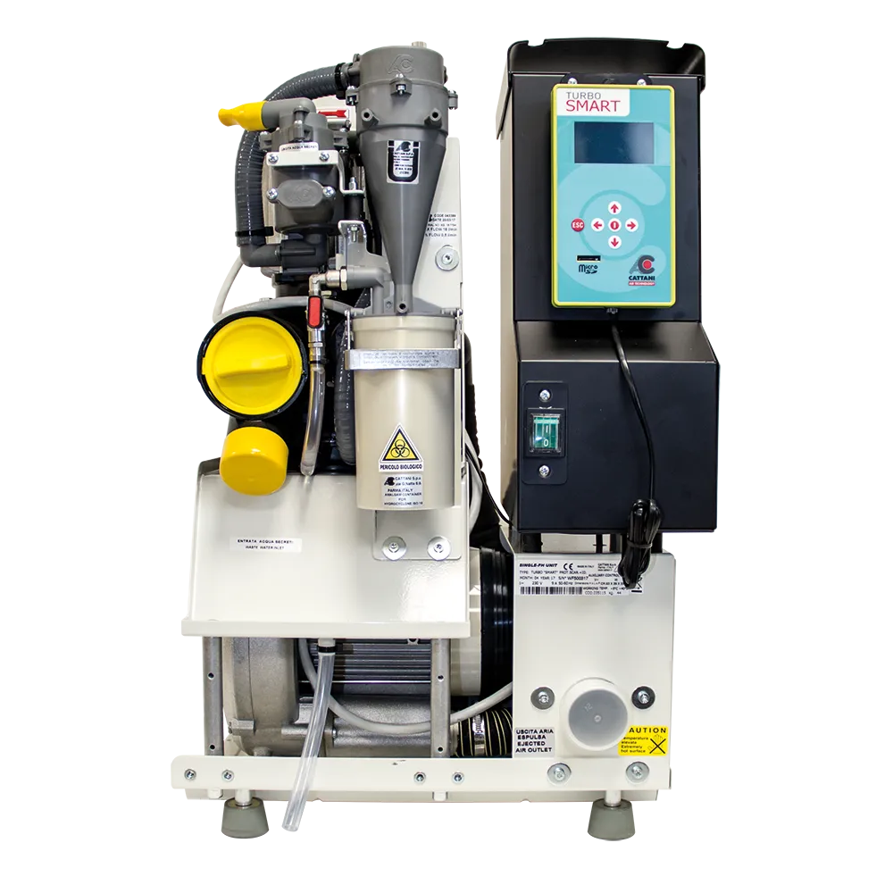 Cattani Turbo Smart dental suction pump for use with two to four dental surgeries.