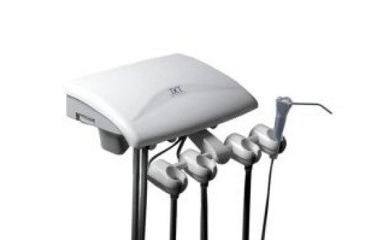 Dental tool set with multiple instruments on a white background