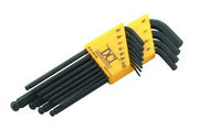 Set of hex keys with a yellow tool belt on a white background