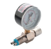 Dental Pressure gauge with a metal connection on a white background