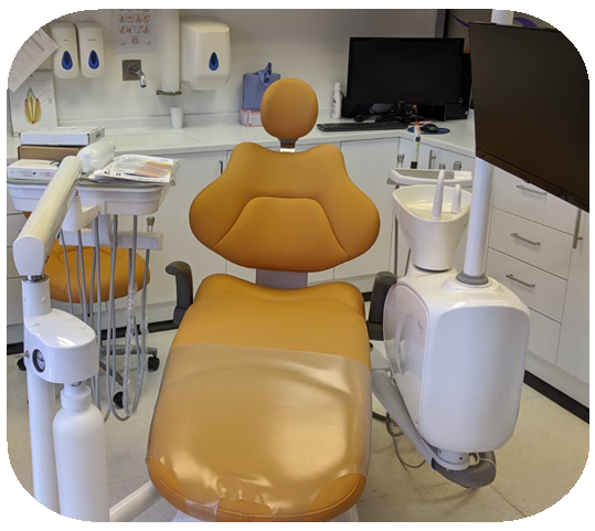 Dental chair in Ireland with dental equipment in a clinical setting