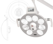 Dental operating light with multiple LED lights on a white background