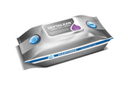 Pack of Septalkan disinfectant wipes with Alkapharm branding on a white background