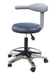 Medical Stool with a gray seat and backrest on a white background
