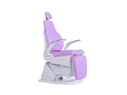 Purple and white dental chair on a white background