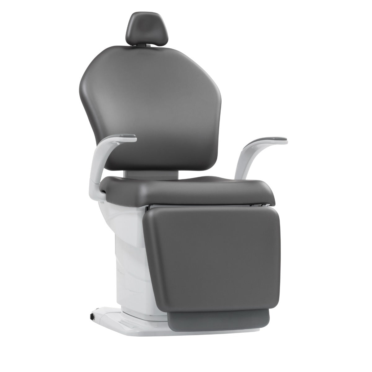 Dental chair with gray upholstery on a white background