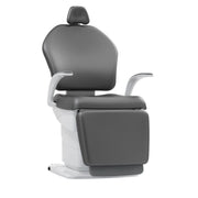 Dental chair with gray upholstery on a white background